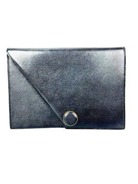 Saint Laurent Black Saffiano Leather Diagonal Clutch Shoulder Bag Vintage